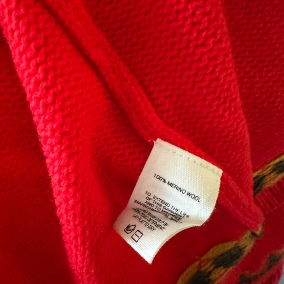 Alex Mill red merino wool fair isle cardigan, size L - Picture 6 of 7